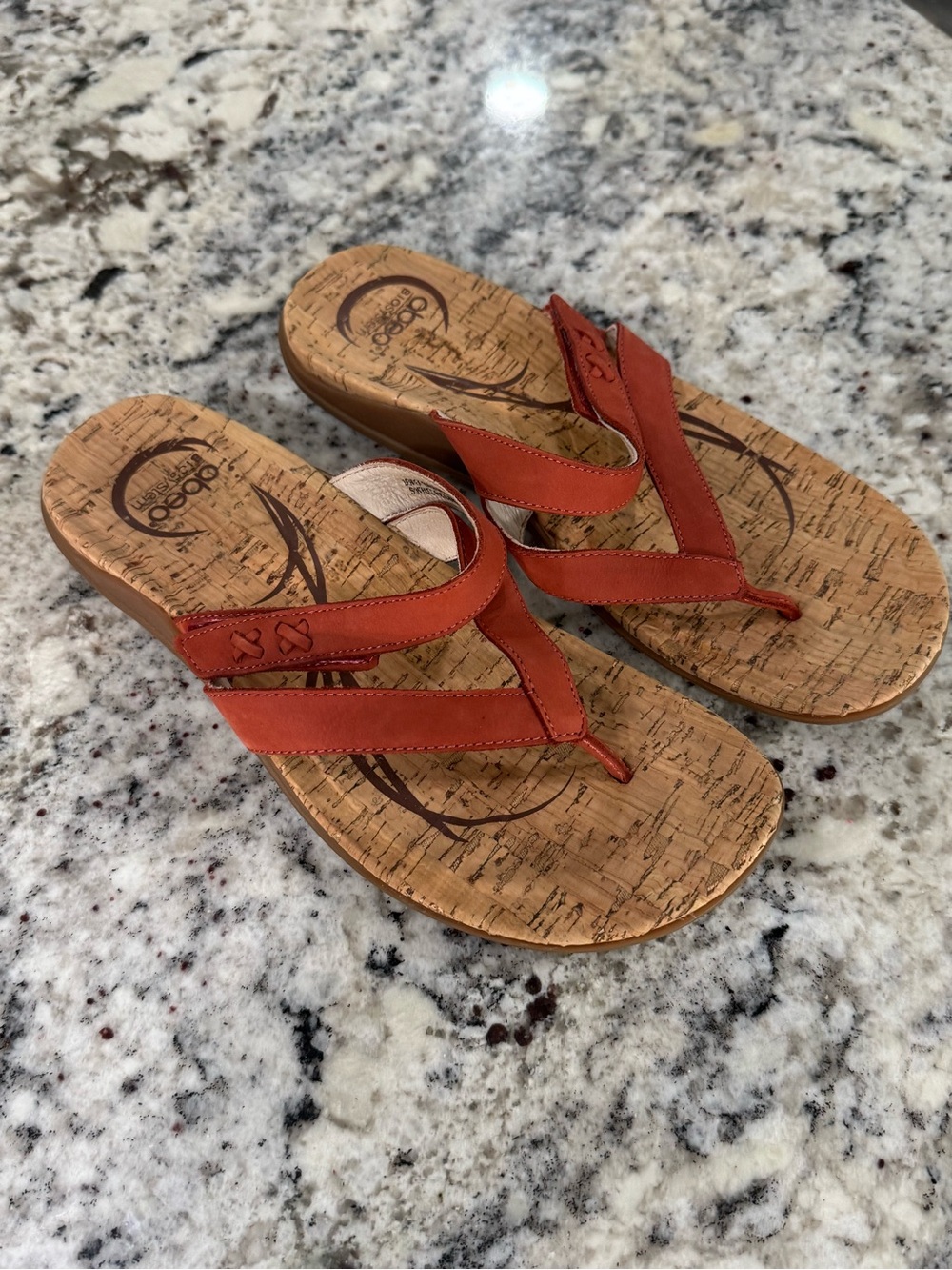 Abeo Burnt Orange Cork-Style Thong Sandals